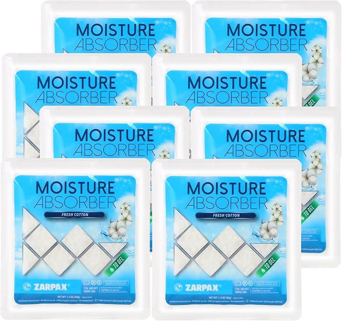 Moisture Absorber Sachets Fresh Cotton 1.4 oz/40g - Remove Excess Moisture In Air & Odor - Desiccant Dehumidifier for Closet, Drawer, Safe, Storage - Dampness & Humidity Control - Set of 8