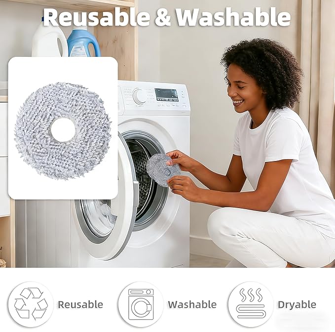 8 Pack Mop Pads Fit for Roborock QV 35A/Saros 10R/Q Revo/Qrevo S/Qrevo Pro/Qrevo Plus/Qrevo Master/Qrevo Slim/Qrevo Curv/Qrevo Edge Robot Vacuum Cleaner, Washable Mop Pad Replacement Accessories