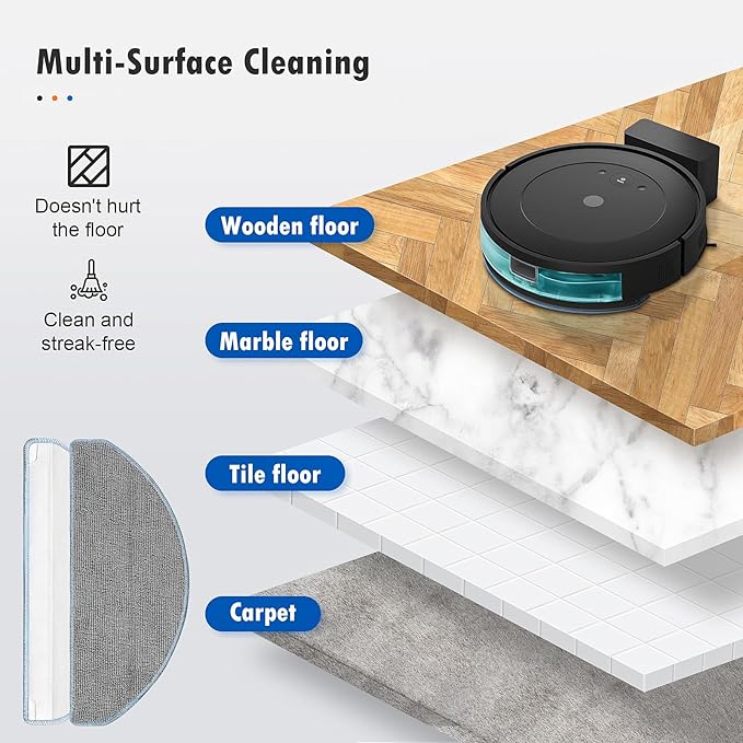 6 Pack Mop Replacement for iRobot Roomba Combo Essential Robot Vacuum & Mop Y0140 / Y0110 / Q011 / Q012 / Q052/ Roomba 104 / Roomba 105 Combo, Microfiber Washable Mopping Pads