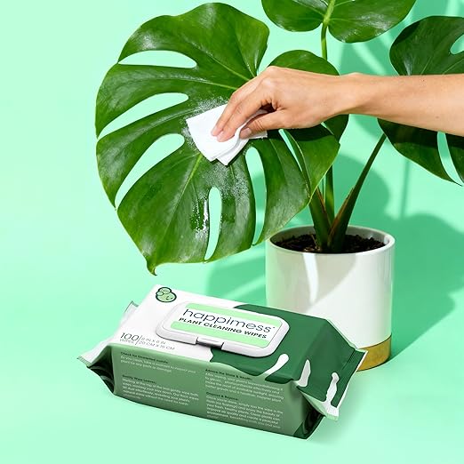 happimess WPE1000A Plant Cleaning Wipes, Gently Cleans & Shines Houseplant Leaves, Dust Remover with Aloe Vera, Shea Butter & Chamomile, 100 Count