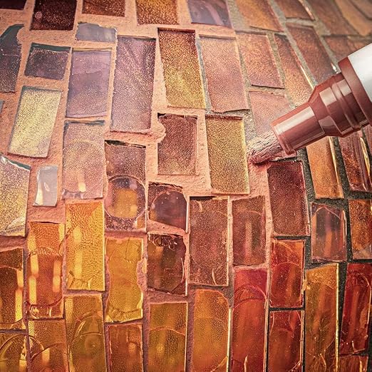 Grout Pen Tile Paint Marker: Waterproof Grout Paint, Tile Grout Colorant and Sealer Pen - Narrow 5mm, 2 Pack with Extra Tips (7mL) - Terracotta