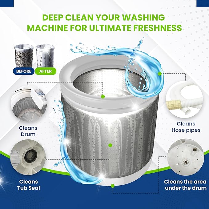 True Fresh 15 Washing Machine Cleaner Tablets & 24 Garbage Disposal Cleaner Tablets, Perfect Combo for sink and washers, Compatible with all washing machines and disposal brands - 12 Month Supply