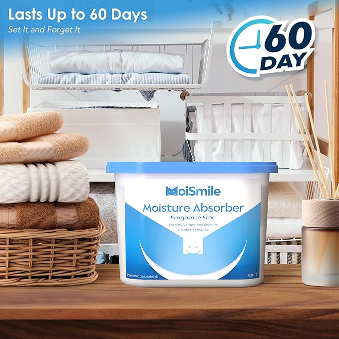 Moisture Absorbers 6 Packs, 10.8 Oz Efficient Humidity Absorber ＆ Odor Eliminator Boxes, Refillable Car Dehumidifier for Closet, Bathroom, Basement＆ RV, Fragrance Free