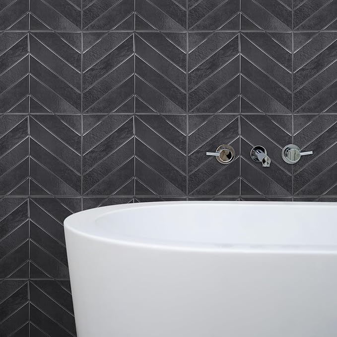 Peel and Stick Backsplash for Kitchen,New Upgrade Herringbone Premium Tiles,Stick on Subway Tile Peel and Stick for Bathroom,Black 10-Sheet.