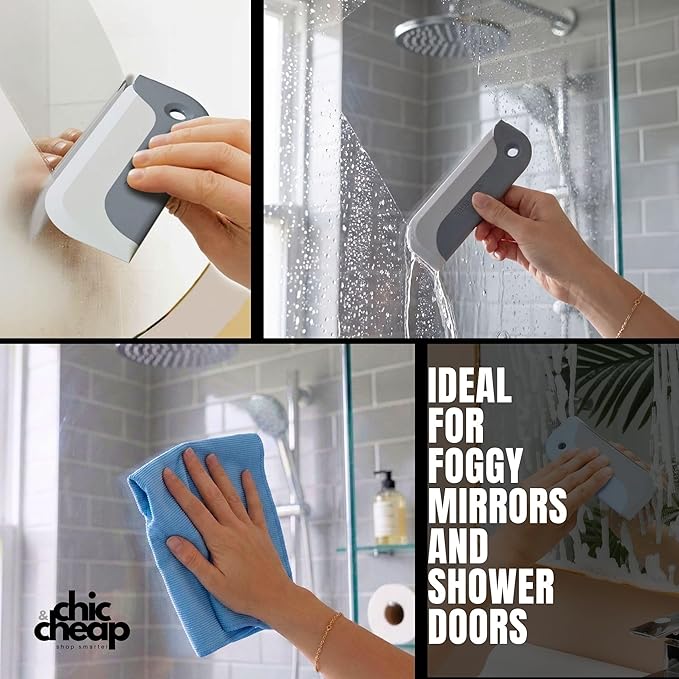 Wipe&Go Streak-Free Glass Cleaning Kit – 6 Diamond-Weave Microfiber Towels (12x16 in) & Mini Rubber Squeegee – Lint-Free Polishing Set for Windows, Mirrors, Car Windshields & Kitchen Sinks