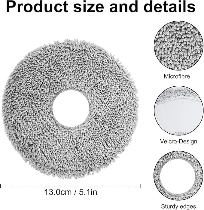 4 Pcs Replacement Mop Pads for iRobot Roomba Plus 405 Combo Robot/505 Combo Robot, for Dreame X40 Ultra Complete/L10s Pro Ultra Heat/X40 Master/L40 Ultra/L10s Ultra Gen 2 Robot Vacuum