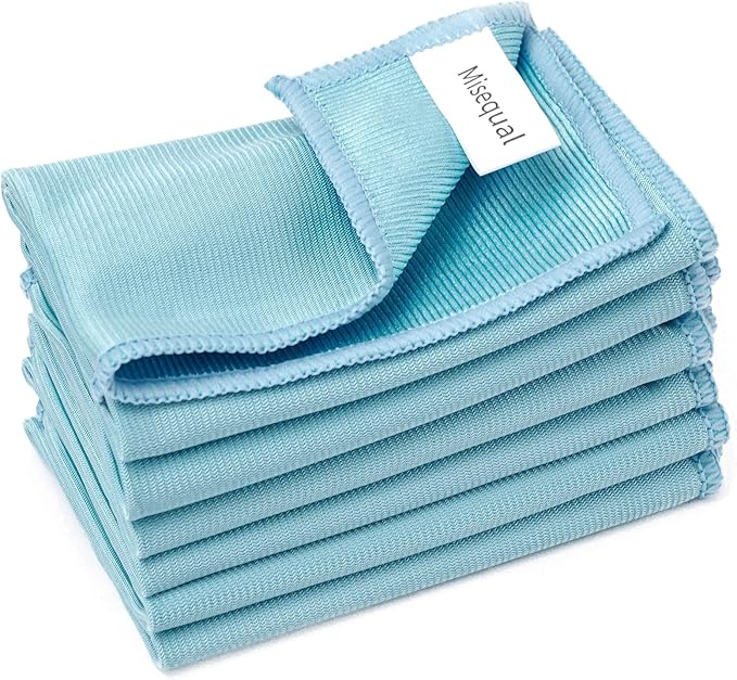 6 Pack Glass Cleaning Cloth Microfiber Cleaning Cloth for Window Eyeglass Jewelry Windshields Mirrors and Stainless Steel (Blue)