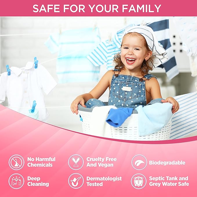 Nature Clean Non-Toxic Plastic-Free Packaging Natural Laundry Detergent Sheets 32 counts, Eco-Friendly Hypoallergenic Biodegradable Laundry Strips Travel Laundry Soap Sheets Wildflower Fragrance