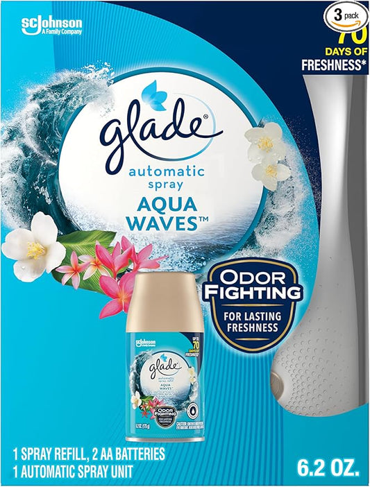 Glade Automatic Spray Air Freshener Refills, Aqua Waves, (PACK OF 3)