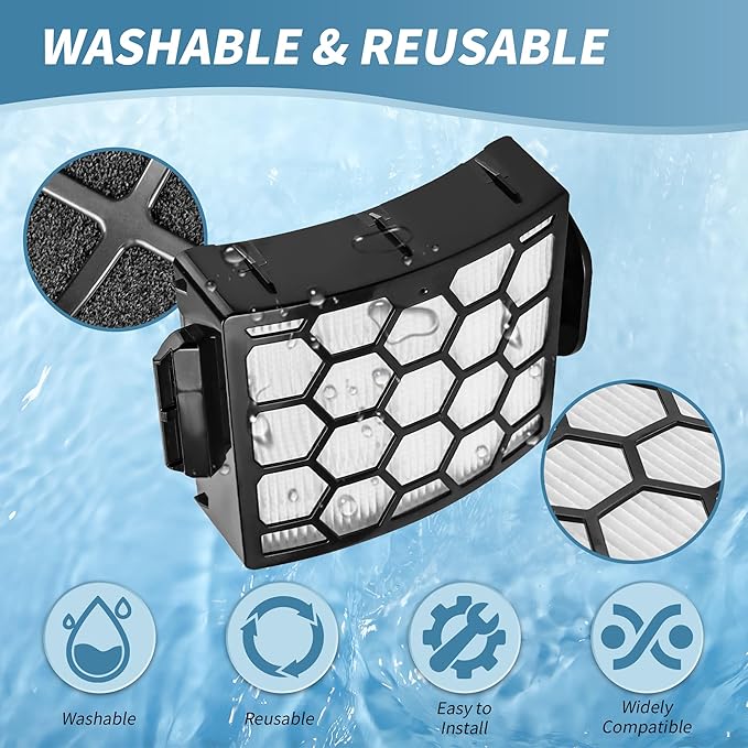 Improvedhand LA502 LA300 Filters Compatible with Shark Rotator Navigator Lift-Away ADV DuoClean PowerFins Upright Vacuum LA300 LA301 LA322 LA502 Replaces Part # XFFK320 & XHF320 hepa filter