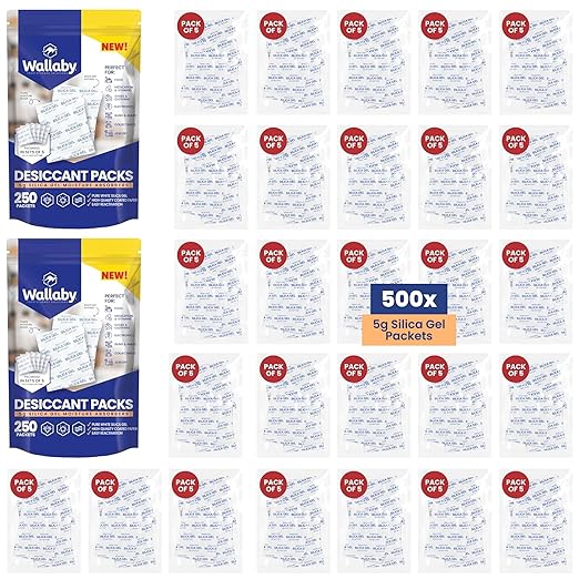 Wallaby 5g Silica Gel Desiccant Packs – 500 Packets (Food Safe, Rechargeable)