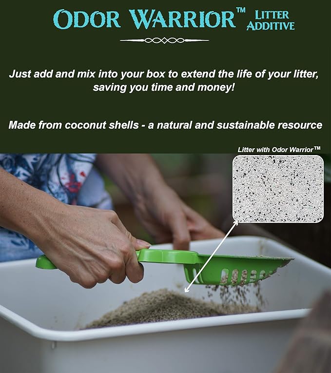Sapphire Labs Odor Warrior Cat Litter Deodorizer | Cat Litter Odor Control with Ultra Absorbing Activated Charcoal | Extend The Life of Your Kitty Litter with a Truly Fragrance Free Litter Solution