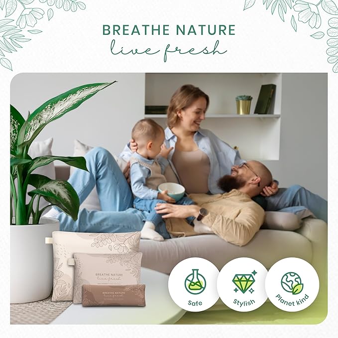 Roonin Bamboo Charcoal Bags Odor Absorber (5-Pack), Natural Air Purifier & Pet Safe Deodorizer for Home, Car and Closet - Odor Remover for Strong Smells