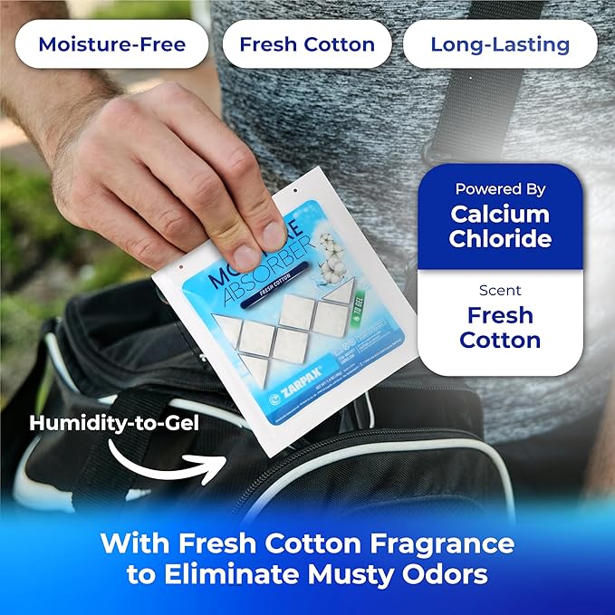 Moisture Absorber Sachets Fresh Cotton 1.4 oz/40g - Remove Excess Moisture In Air & Odor - Desiccant Dehumidifier for Closet, Drawer, Safe, Storage - Dampness & Humidity Control - Set of 8