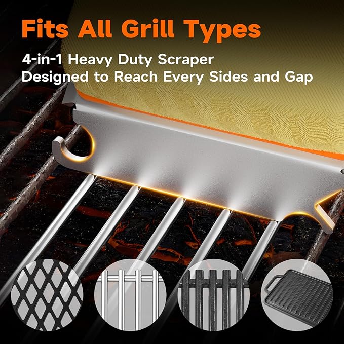 TISHI HERY Bristle Free Grill Brush Replaceable Cleaning Head, Safe BBQ Grill Brush Cleaning Pad Replacement for Cast Iron or Stainless-Steel Grates, Grill Cleaner (Replaceable Head)
