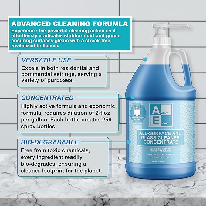 All Surface and Glass Cleaner Concentrate – Makes 64 Gallons | All Purpose Cleaner, Floor Cleaner, Bulk Concentrate