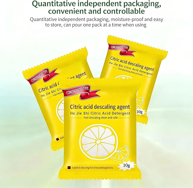 Citric Acid Descaling Agent, Food Grade Concentrated Powder, Individually Wrapped Descalers for Kettles, Household Kitchen Appliances, Powerful Limescale Remover, Fast Descaling Clean and Safe (10)