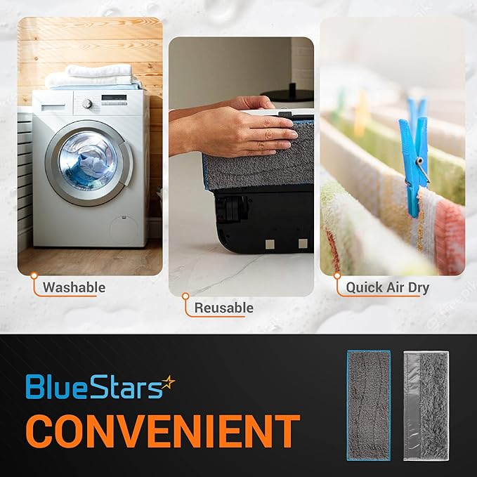 BlueStars 8 Pack m6 Microfiber Wet & Dry Mopping Pads - Compatible with iRobot Braava Jet M6 (6110) (6012) (6112) (6113) – Washable and Reusable Microfiber Deep Clean Mop Pads, 4 Wet Pads & 4 Dry Pads