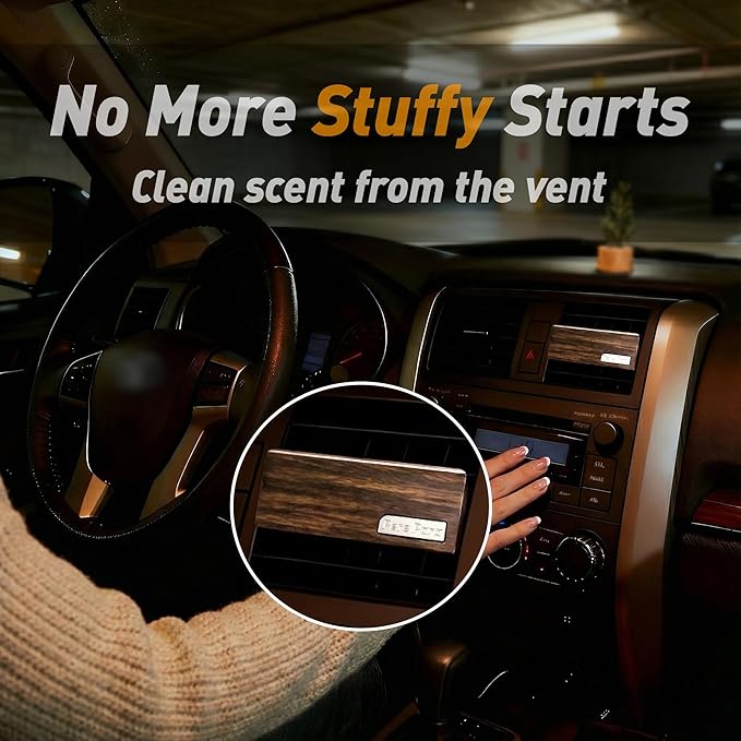 4 Packs Citrus Scented Natural Wood Vent Clips,【Brighten Cabin Mood】 Odor Refresh Car Scents Air Freshener Refills, Long Lasting Fragrance Diffuser, SUV Essentials Gift for Women