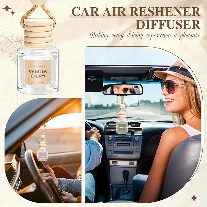 AROIC Car Air Freshener for Women, 6 Pack Air Freshener Diffuser, Mothers Day Gift for Mom, Hanging Essential Oil Air Freshener Diffuser Odor Eliminator, Cute Car Interior Decor Car Scents Accessories