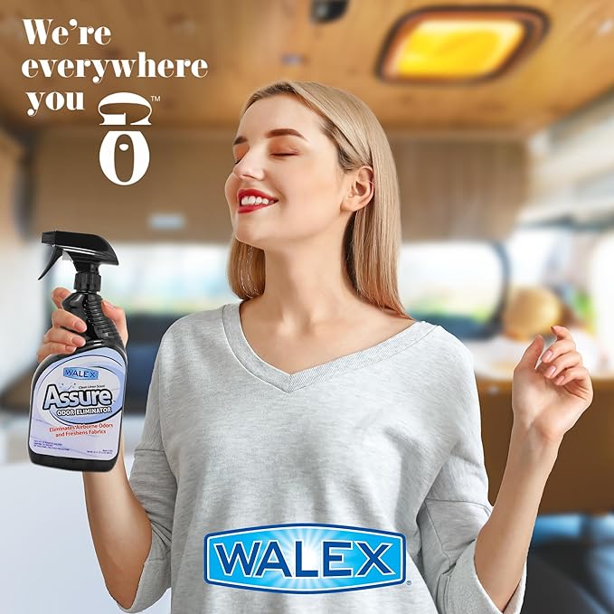 Walex Assure RV Odor Eliminator Air Freshener Spray - Neutralizes Airborne Odors & Freshens Fabrics, Instant Odor Elimination with Natural Essential Oils, Pet Safe, Long Lasting; Pure Sunshine, 32 oz