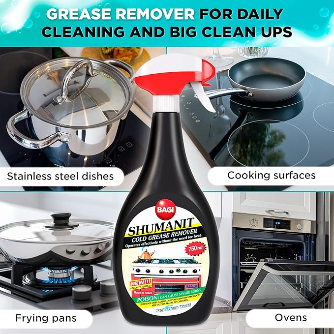 SHUMANIT - Cold Grease Remover. Spray for The immediate Removal of Stubborn and Burnt fats/Grease