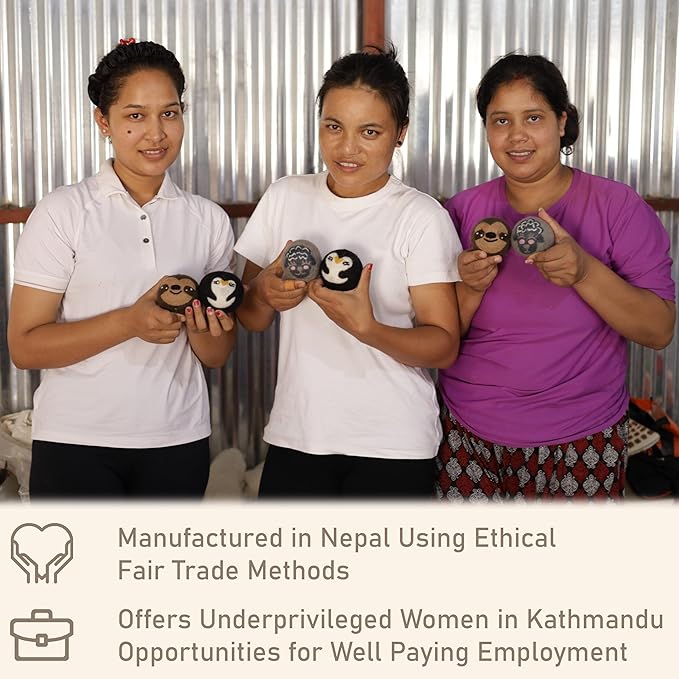 Wool Dryer Balls – Penguin Design Dryer Balls Laundry Reusable – Natural Fabric Softener – 100% Pure New Zealand Wool – Handcrafted in Nepal – 6 Pack Laundry Balls for Dryer
