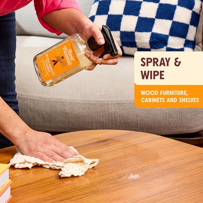 Aunt Fannie's All Purpose Wood Spray Cleaner, No-Wax Formula, Perfect for Wood Tables, Walls, Counters & Shelves, 16.9 Ounces, Lemon Scent (Pack of 3)