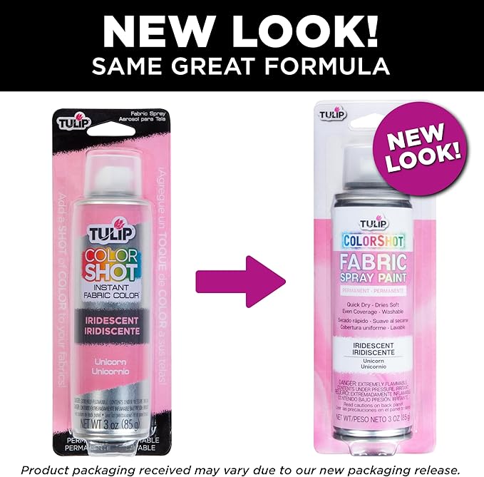 Tulip ColorShot Instant Fabric Spray Paint, Permanent Color Spray-On Fabric Paint, 3oz, Unicorn Iridescent Shimmer
