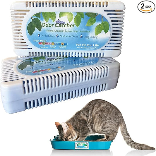 Pet Fit For Life Litter Box Odor Absorber - Activated Charcoal Pods for Litter Box Odor Eliminator, Unscented Freshener & Deodorizer for Long-Lasting Freshness & Effortless Approach - 2 Pack