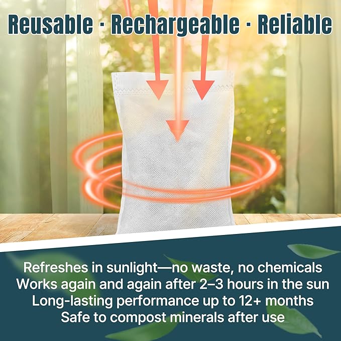 Dead Rodent Odor Absorber for Strong Smells, With Steam-Activated Coconut Shell Carbon & Engineered Clinoptilolite Zeolite, Fragrance-Free & Reusable, Covers Up to 365 Sq Ft, No Harsh Chemicals