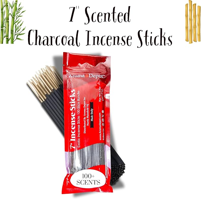 Aroma Depot Money Type Most Exotic Charcoal 7" Incense Sticks. Approx. 85-100 Sticks Per Bundle, Length - 7 Inches, Each Natural Stick Burns for 35 to 45 mins Each. Long Lasting. Guarantee 100% Pure