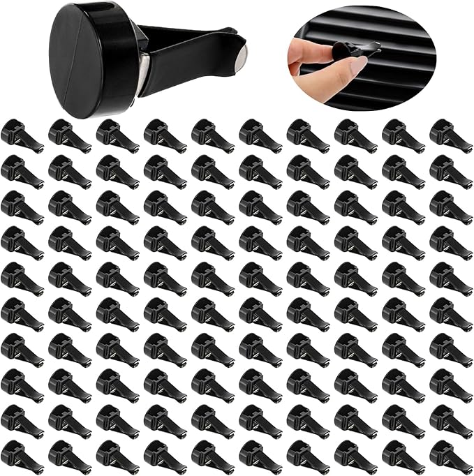 100 Pack Car Air Vent Clips, Metal Auto Air Conditioner Outlet Clips with Plastic Slot Head, Freshener Perfume Clips Fragrance Holder, Vent Clip Car Accessories for DIY, Office, Home