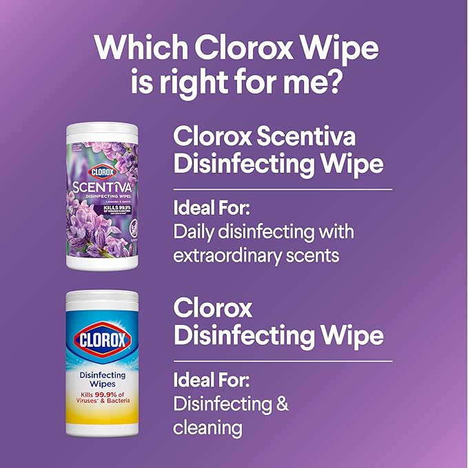 Clorox Scentiva Disinfecting Wipes, Lavender and Jasmine (Pack of 3)
