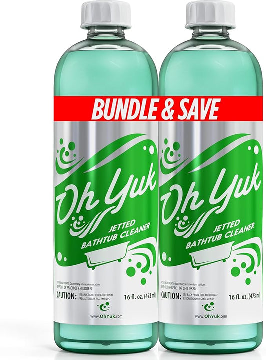 Oh Yuk Jetted Bathtub Cleaner for Jet Tubs, Whirlpools, The Most Effective Jetted Tub Cleaner, Septic Safe | Two 16 Ounce Bottles!