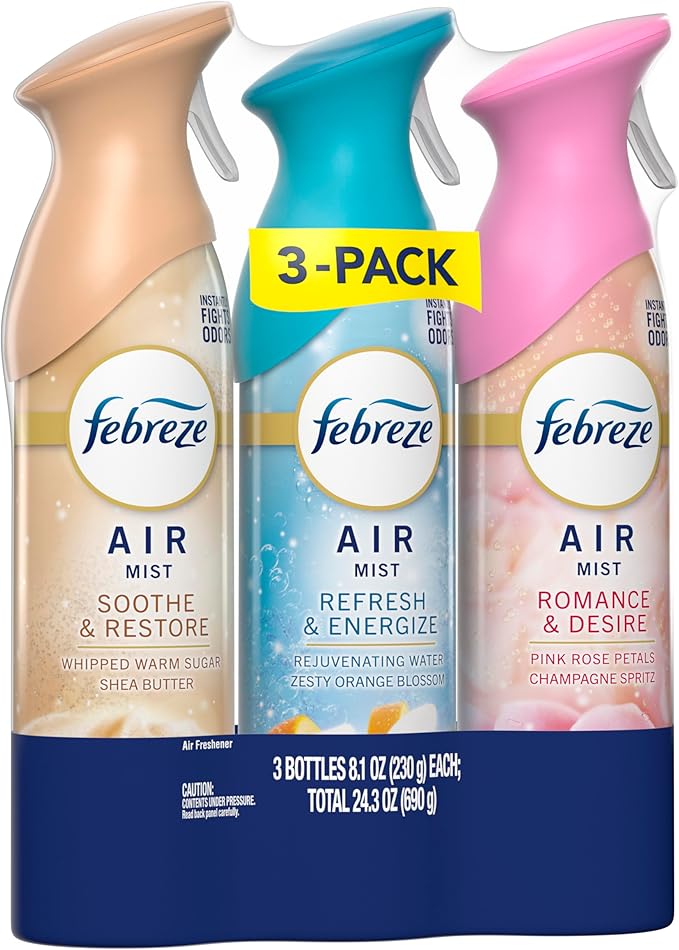 New & Improved Air Mist Mood Mix Air Freshener, Home and Kitchen Essentials, Odor Fighting Room Spray, 8.1 oz bottle, 3 Count