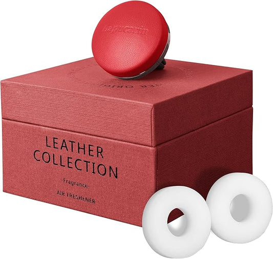 Car Air Freshener Vent Clip Fragrance Long Lasting Auto Odor Eliminator - Made with Natural Plant Extracts - Red Leather Diffuser with 2 Pieces Mistral Scent Refills