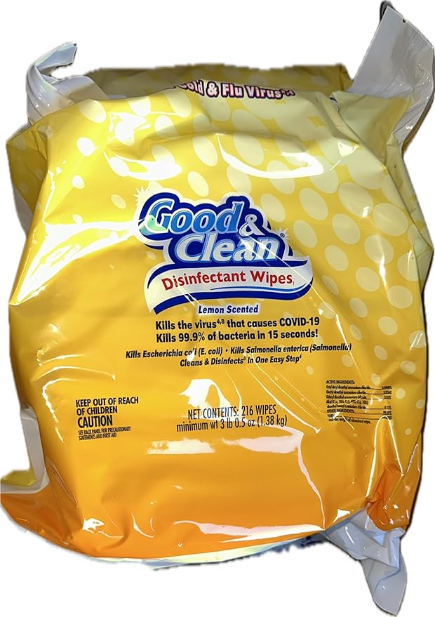 Generic Good & Clean Disinfectant Wipes, Refreshing Lemon Scent, 432 Count (2 Packs of 216), White