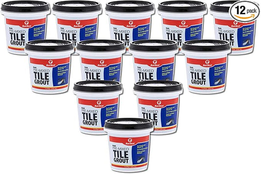 Red Devil 042260 Pre-Mixed Tile Grout - Professional Quality, Excellent Adhesion, Ideal for Wall & Floor Use - 1/2 Pint, Black, Pack of 12, Made in USA