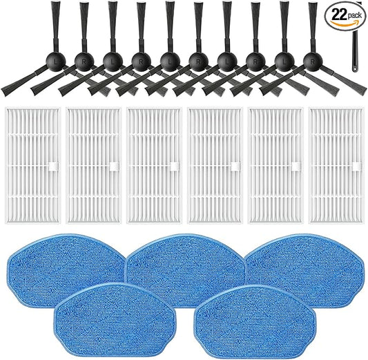 Replacement Parts for XIEBro Life BR151, for ZCWA BR151, for MANVN BR151, for Kilgone G20, for MAMNV BR151, for MANVINS G20, for ZC WAS BR151, for iMartine BR151, 6 Filters, 5 Mop Pads, 10 Side Brush