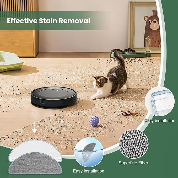 19 Pack Replacement Parts Compatible with iRobot Roomba Essential Y0110/Y0140/Q0120/Q011/Q052/Roomba 104/105 Robot Vacuum, 2 Roller Brush, 6 Filters, 6 Side Brushes, 4 Mop Pads, 1 Cleaning Brush