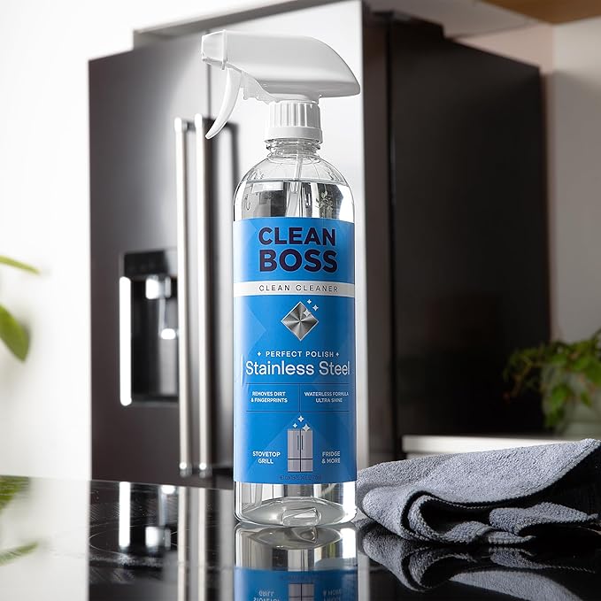 CleanBoss Perfect Polish Stainless Steel Cleaner 2 Pack, Waterless Formula, Ultra Shine Spray for Appliances
