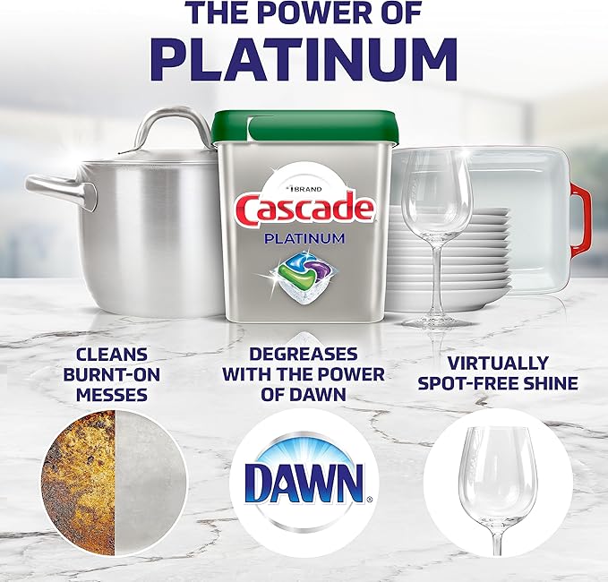 Cascade Platinum ActionPacs, Dishwasher Detergent Pods, Lemon, 36 count (Packaging May Vary)