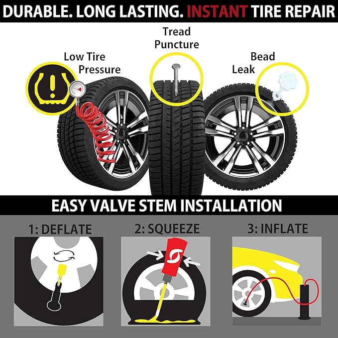 TireJect Automotive Full-Size Truck/SUV 2-in-1 Tire Sealant & Bead Sealer Kit for tire Repair of leaks and punctures