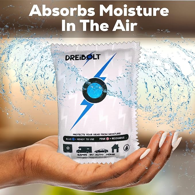 Renewable Dehumidifier - 2 Pack - Moisture Absorber for Gun Safe & More - Silica Gel Desiccant