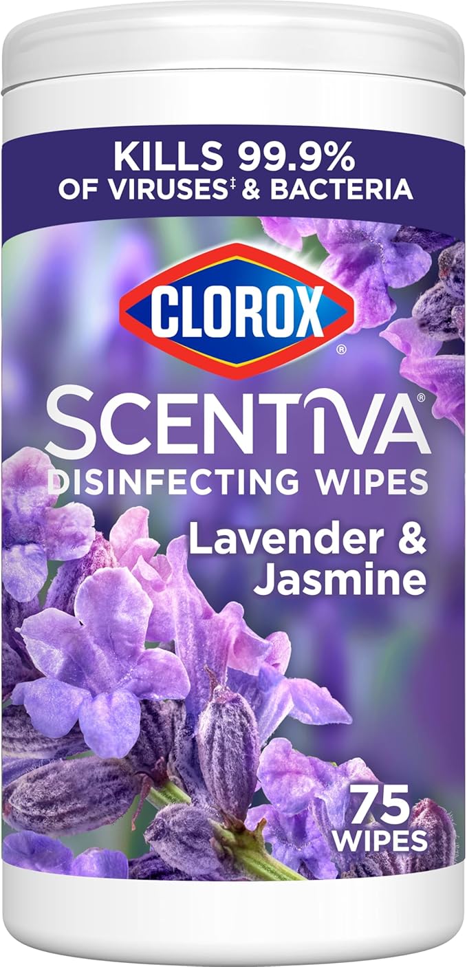 Clorox Scentiva Disinfecting Wipes, Lavender and Jasmine, 75 Count (Package May Vary)
