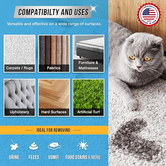 ACTIVE Appliance Cleaner Wipes and Pet Odor and Stain Eliminator - Includes 24pk Appliance Surface Wipes and 32oz Pet Spray Enzyme Cleaner