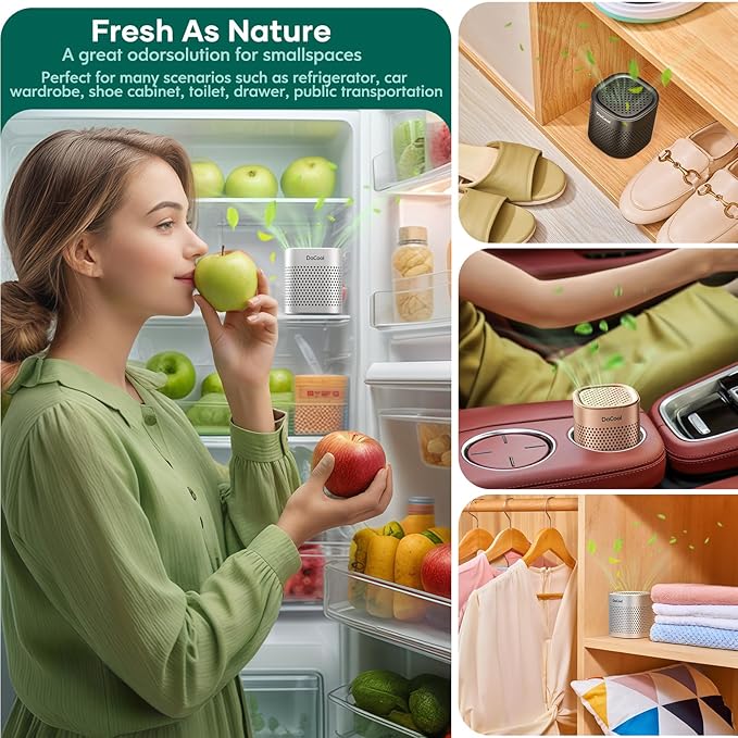 Refrigerator Deodorizer Odor Eliminator for Fridge Lasts for 10 Years Fridge Deodorizer Travel Size Odor Smell Remover for Car, More Effective Than Baking Soda Bamboo Charcoal Air Purifying Bag,Silver