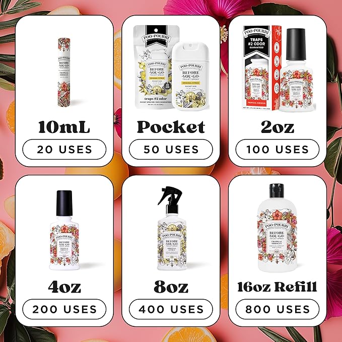 Poo-Pourri Before-You-Go Toilet Spray, Tropical Hibiscus, 4 Fl Oz - Hibiscus, Apricot and Citrus