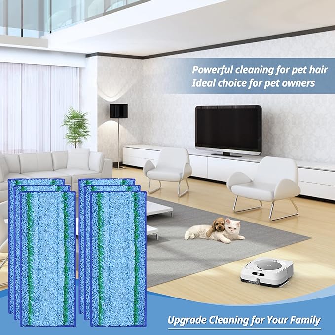 LINNIW 6 Pack M6 Wet Mopping Pads Washable and Reusable M6 Wet Mopping Pads Compatible with Braava Jet m6 Series (6110) (6012) (6112) (6113) Ultimate Robot Mop